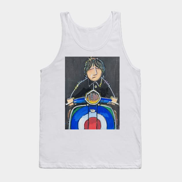 Retro Scooter, Classic Scooter, Scooterist, Scootering, Scooter Rider, Mod Art Tank Top by Scooter Portraits